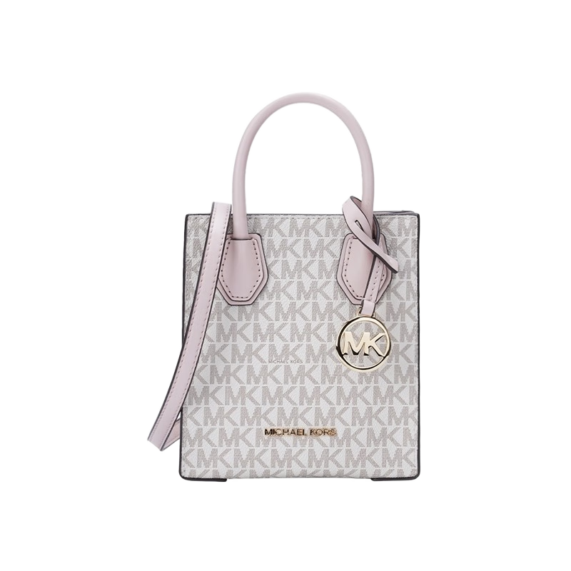 邁克.科爾斯（MICHAEL KORS）mk女包 手提單肩斜挎包琴譜包風琴包托特包 七夕情人節(jié)禮物送女生 老花款 香草色配粉色