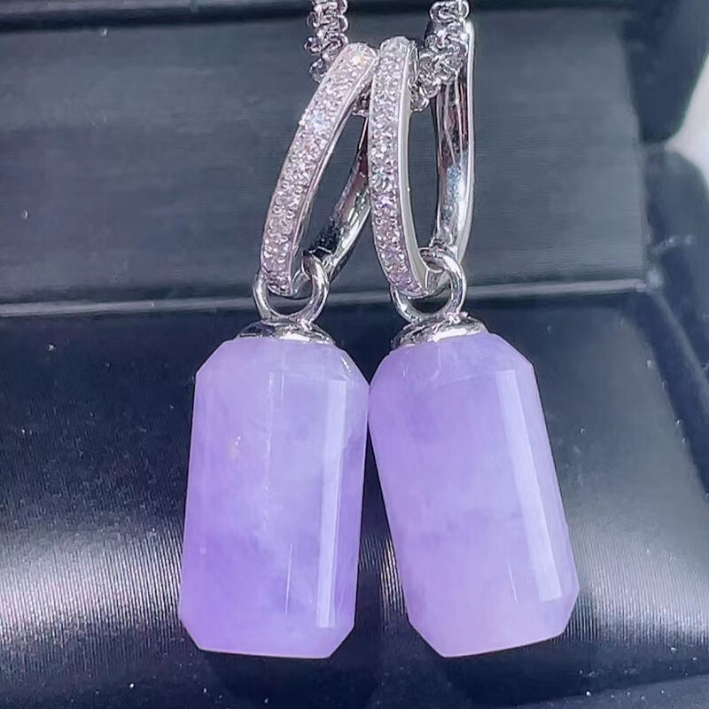 玉佳佳  翡翠冰种紫罗兰平安柱耳扣耳饰 18k金镶嵌珠宝首饰缅甸a货