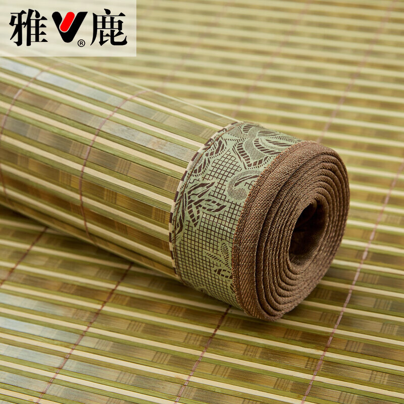 雅鹿家紡 竹席涼席雙面可用可折疊碳化席子夏季裸睡1.8米雙人床席1.2m夏天單人學生宿舍空調席 綠水青山 120*190cm