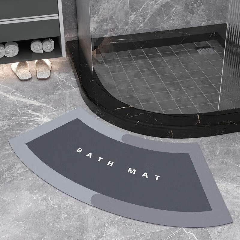 半弧形浴室门前吸水地垫扇形淋浴房门口软硅藻泥吸水垫卫生间防滑耐脏