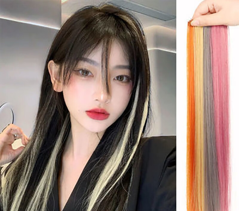 唐妮彩色假发片仿真发无痕彩色挑染挂耳染直发接发条束隐形自己在家接
