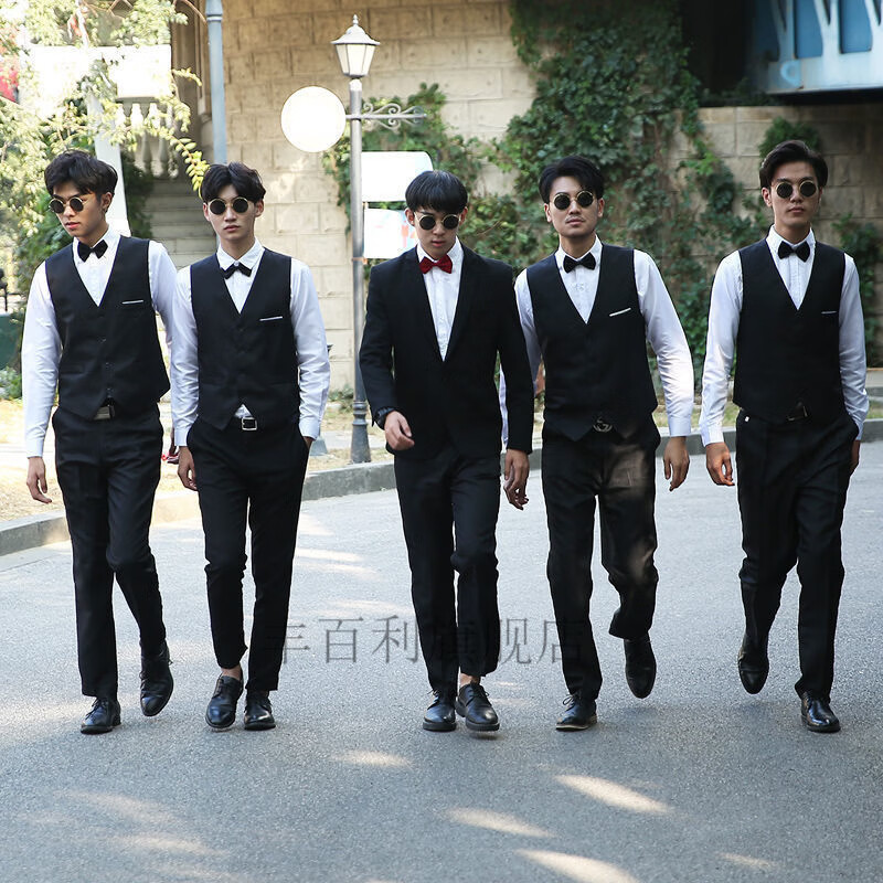 泰载夏季伴郎服中式套装伴郎服西式兄弟装男结婚团服装西装男士衬衫马
