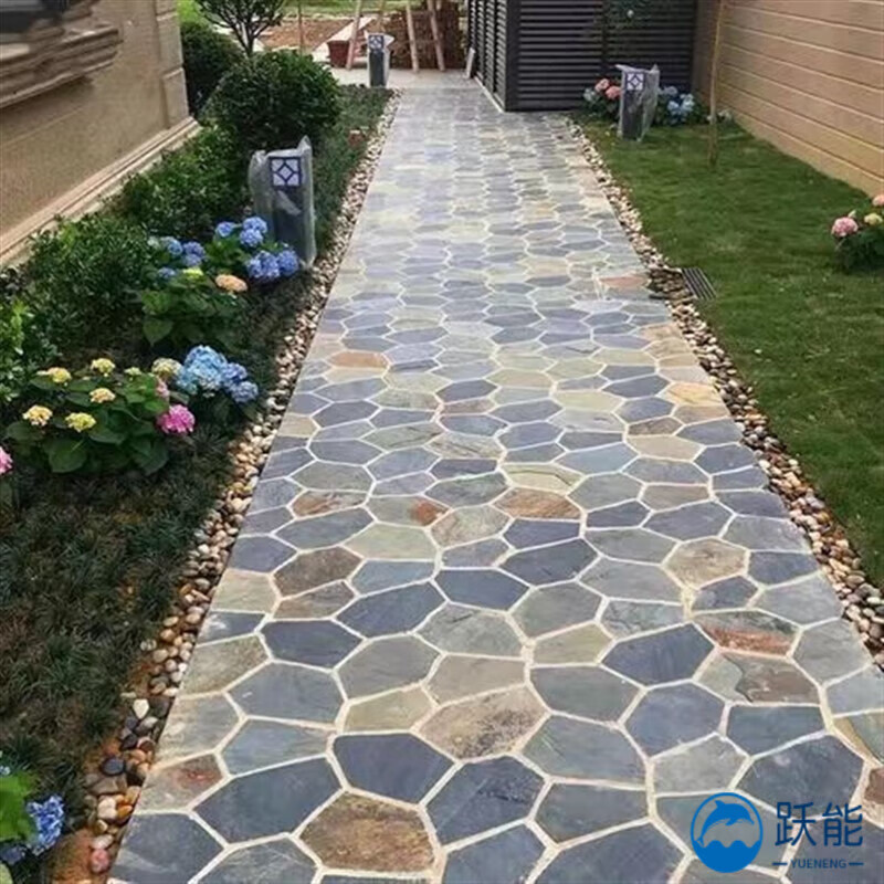 阅霖 庭院地面砖 天然青石冰裂纹砖网贴岩板户外墙面碎拼石防滑地面砖