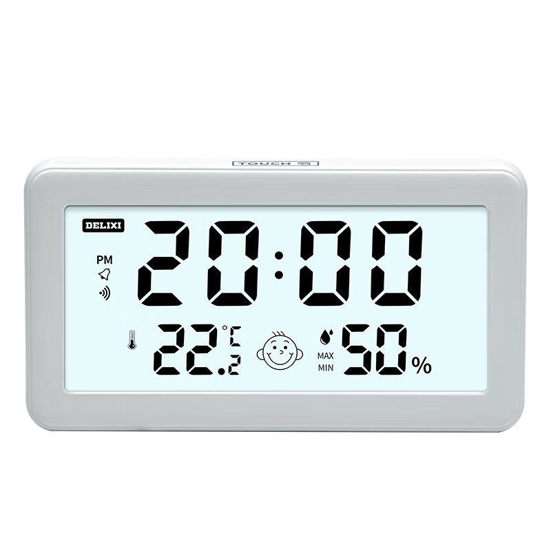 德力西（DELIXI）電子溫度計智能溫濕度計室內家用高精度嬰兒時鐘大屏數顯DM-1032S