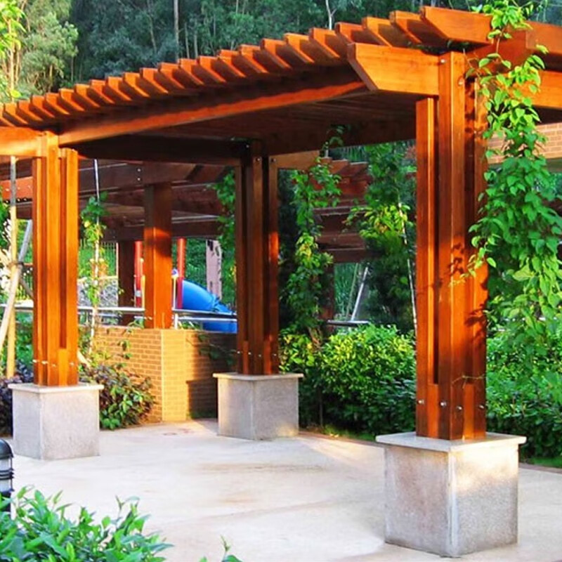 缦宛木葡萄架凉亭防腐木架庭院碳化实木地板户外木屋爬藤架组装凉亭 3