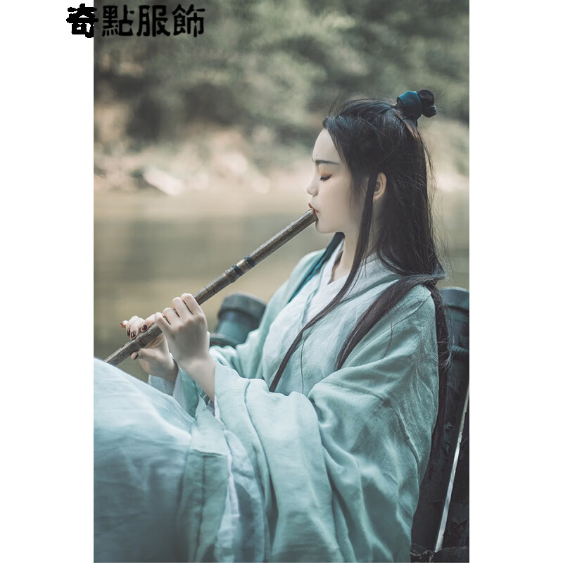 侠女汉服武侠风女霸气魏晋交领广袖齐腰侠客帅气女扮超仙古装 灰绿色