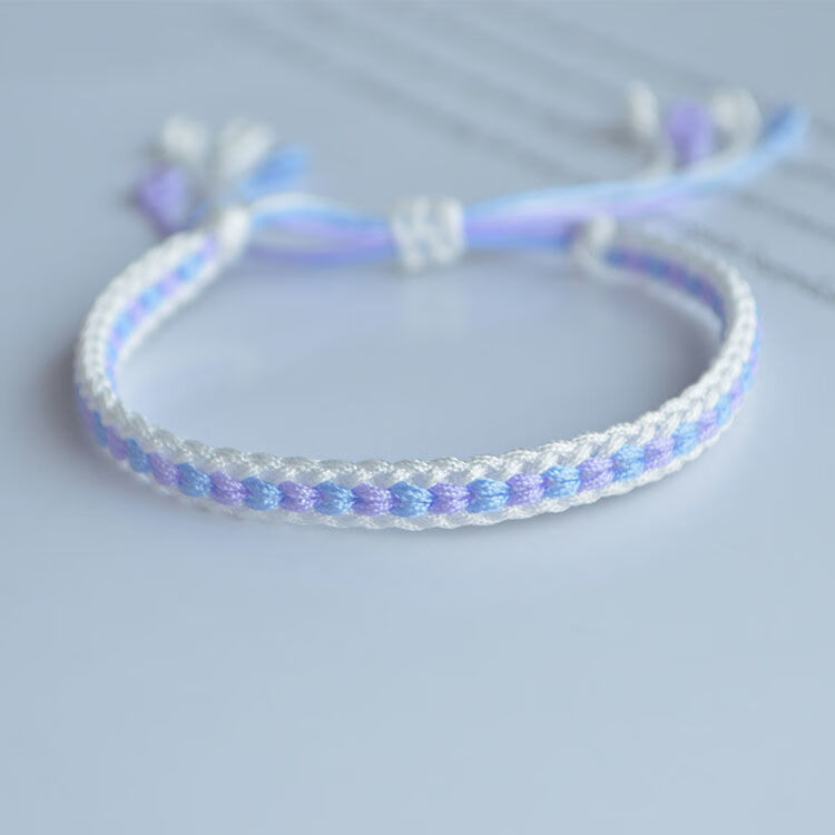 包自编手链编织绳线绳情侣情人节礼物 蓝紫 视频教程(编2个材料包)