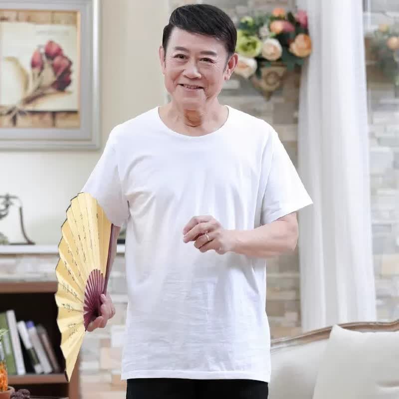 中老年人夏季男士纯棉短袖T恤爷爷白汗衫圆领半袖爸爸夏装老头衫 白色短袖 120码 165-185斤怎么样,好用不?