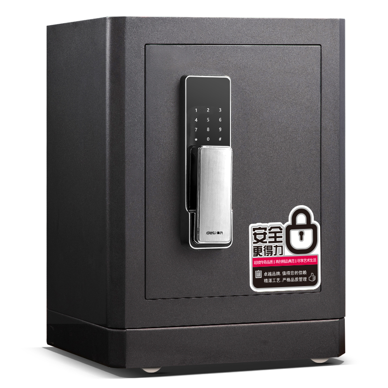 得力(deli)保险柜 家用防盗入柜式全钢保管箱 指纹电子密码保险箱 高52cm 黑色 4115