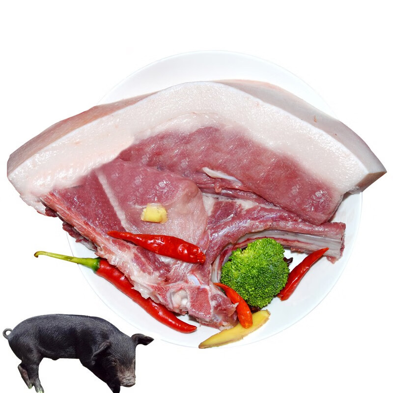 储山 大别山新鲜国产黑猪肉土猪肉生鲜冷鲜肉五花肉排骨 带骨猪肋条