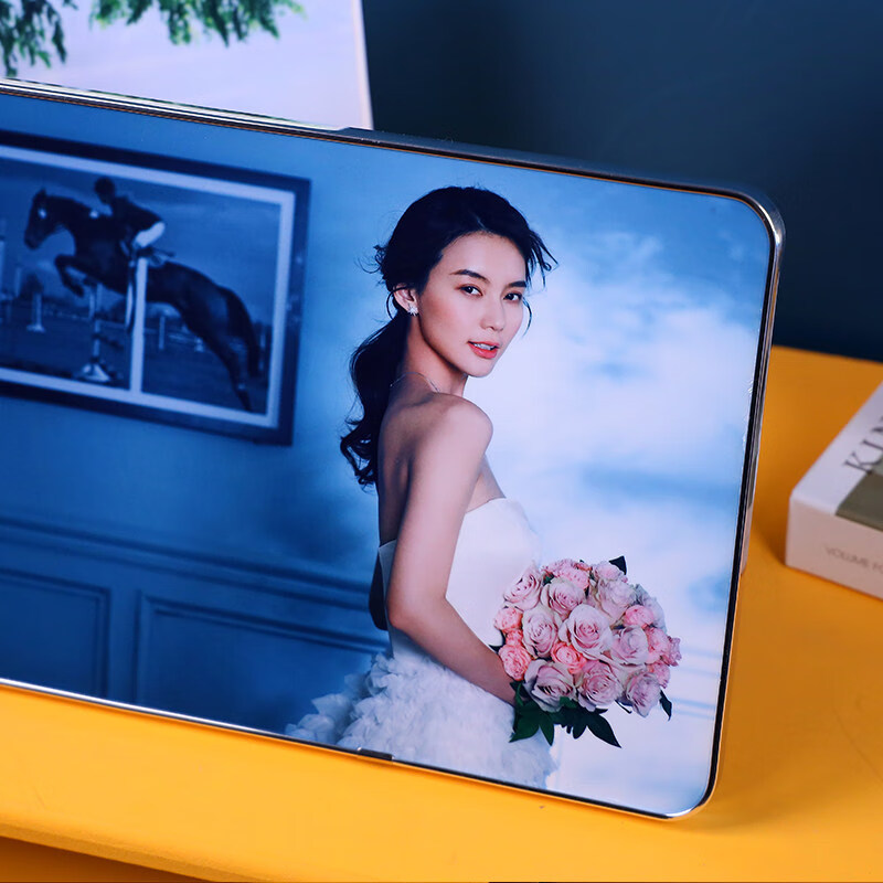 翼涵 水晶摆台定制洗照片冲印加相框7寸宝宝婚纱照制作放大挂墙 水晶