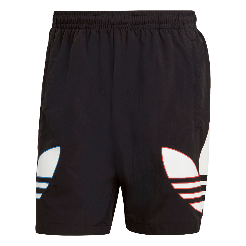 adidas居家拼接運動短褲男裝阿迪達斯官方三葉草H09357 黑色/白 XL(參考身高:188~192CM)