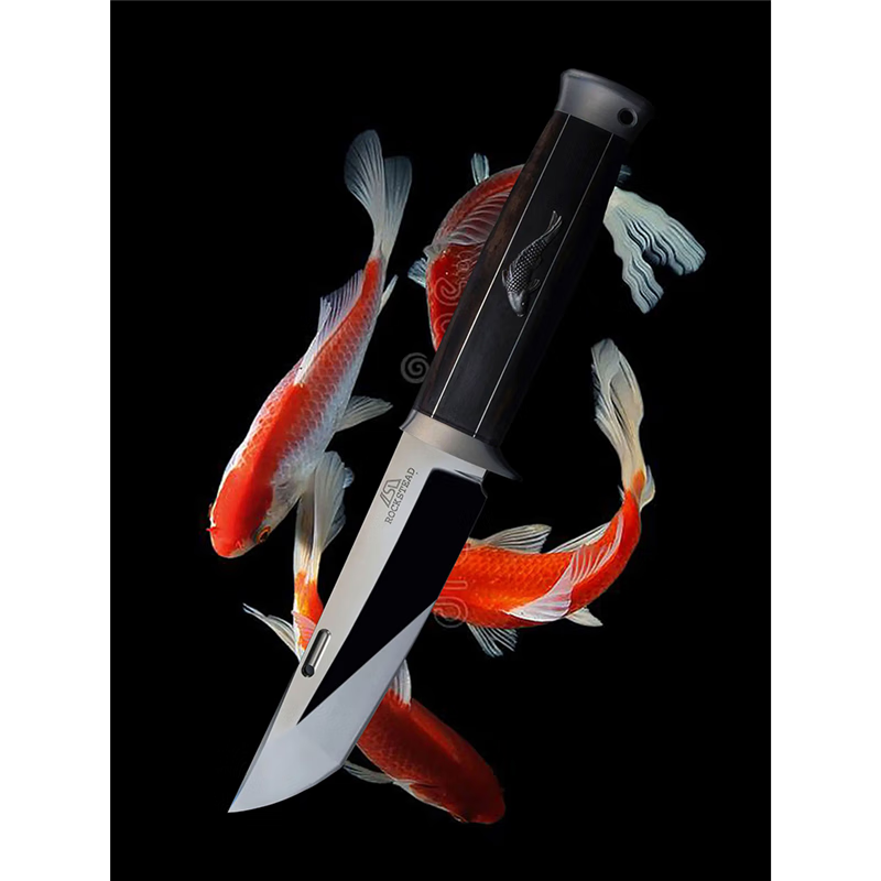 雨轩户外日本进口rockstead花田洋don钝户外天然乌木柄高硬度镜面直刀