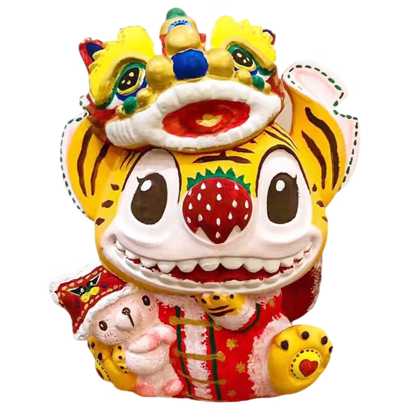 金归儿童涂色石膏娃娃非搪胶涂色娃娃手工diy石膏材质涂色白胚 狮子头