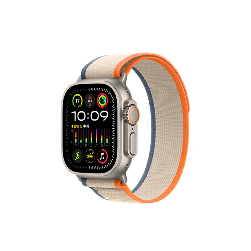 Apple/苹果 Watch Ultra2 智能手表GPS+蜂窝款49毫米钛金属表壳橙配米色野径回环式表带S/M MRFL3CH/A