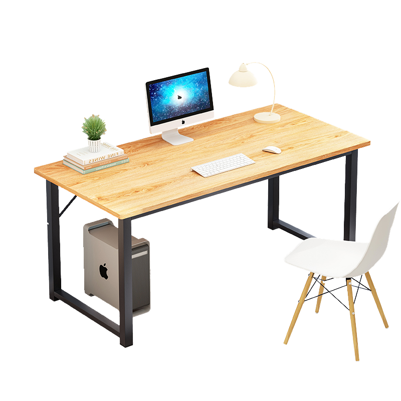 人文成家电脑桌简易家用省空间写字桌台式电脑桌学习笔记本电脑桌子 白杉木色白架140x60cm