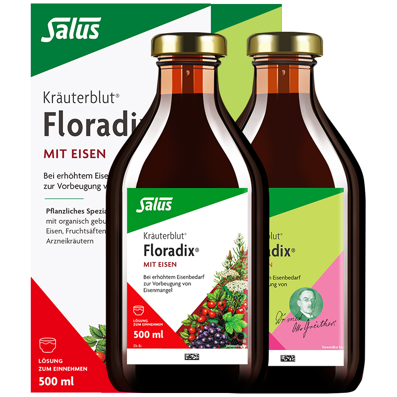 鐵元SalusFloradix德國莎露斯鐵元補鐵劑女備孕孕婦缺鐵補維生素b族 德國經(jīng)典鐵元紅版500ml*1+綠版500ml*1 *