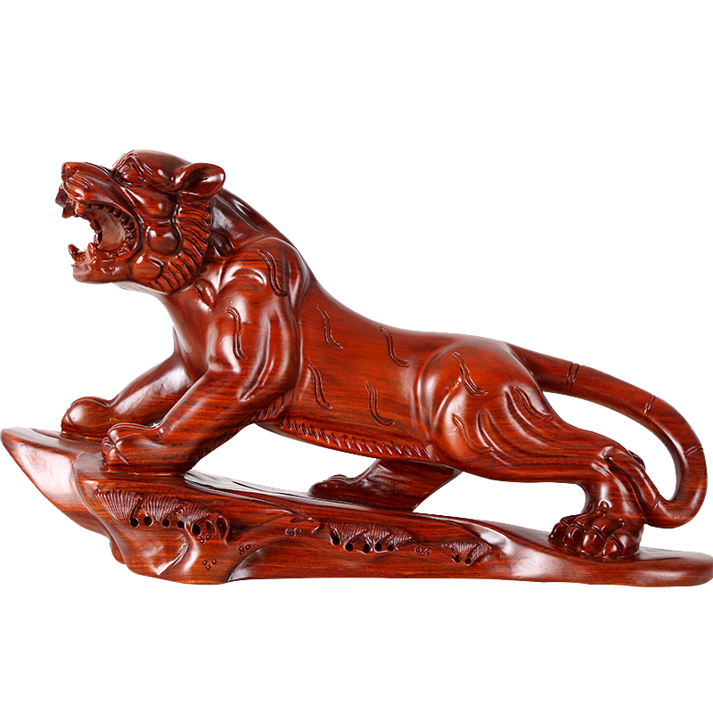 書房客廳裝飾品擺件整木黑檀木花梨木實(shí)木雕刻生肖虎老虎擺件家居木頭辦公室裝飾工藝品虎年吉祥物 花梨木 長40厘米