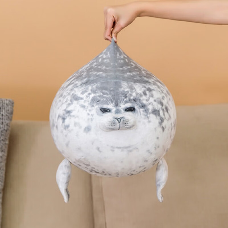 仿真海豹 仿真大阪公仔海豹玩偶抱枕娃娃靠垫男女 睁眼【越大越胖】