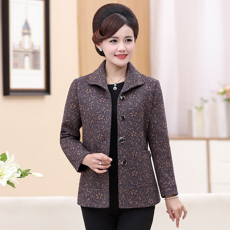 东品良衣早春老人外套60-70岁女春秋加肥加大老奶奶穿中老年人奶奶装