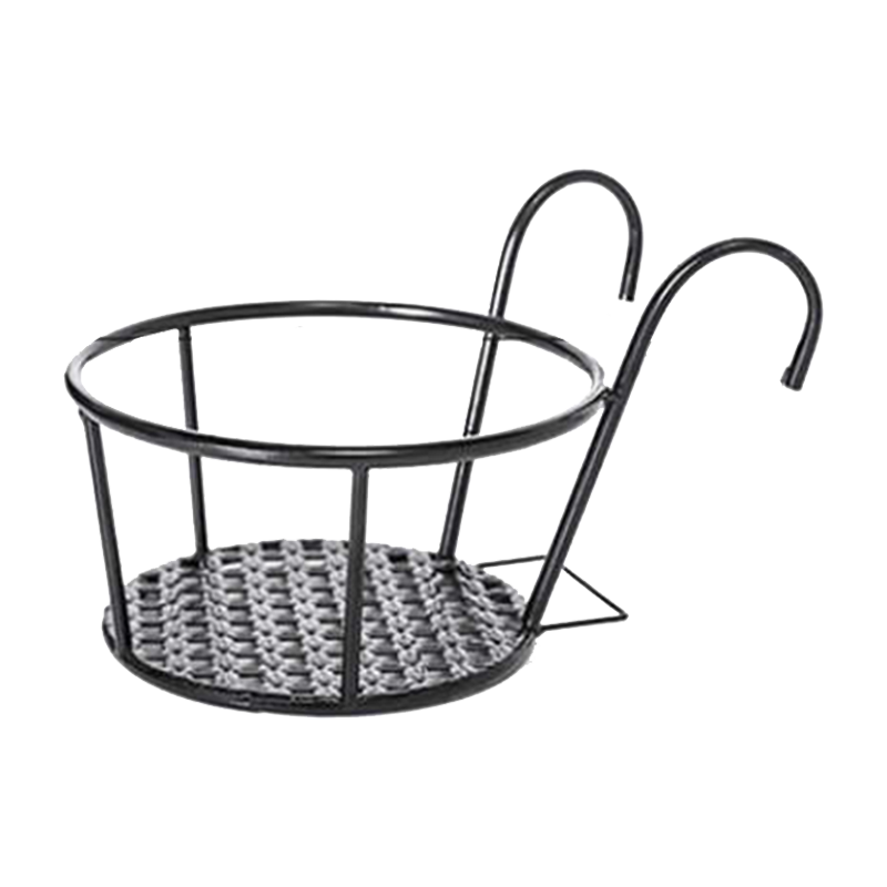 卡汐沐 阳台花架家用铁艺悬挂式花盆挂架栏杆多肉绿萝花架子室内置物架 加粗花架黑色 三个装