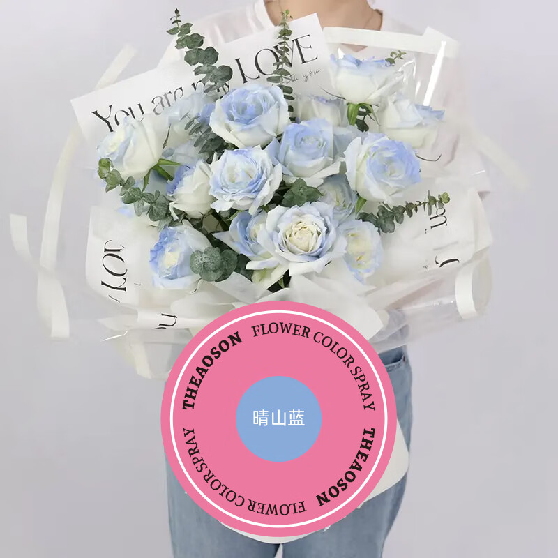 花珠光彩色碎冰蓝干花专用改色保鲜染色花艺彩色喷剂 碎冰蓝,晴山蓝