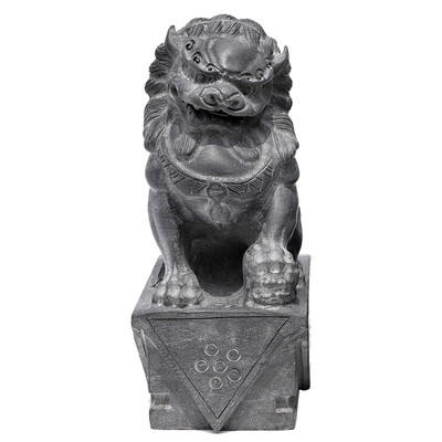 石头石雕青石小石狮子一对看门庭院摆件小号门口家用 青石歪头高15长8