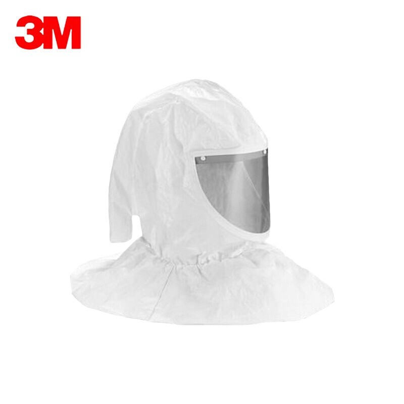 3M H-412头罩组合含头罩安全帽披肩式白色防护面罩1个装
