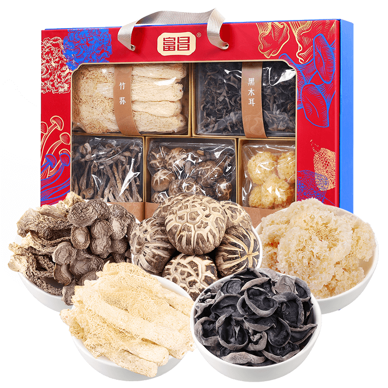 富昌 菌品天下山珍菌菇干貨禮盒686g 囤年貨節日送禮員工福利煲湯食材