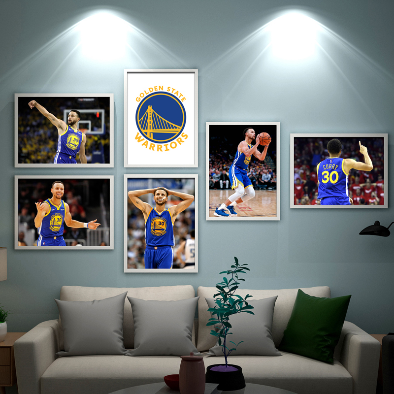 热火骑士海报挂画 詹姆斯韦德湖人欧文宿舍卧室壁画 库里01款 6框16寸