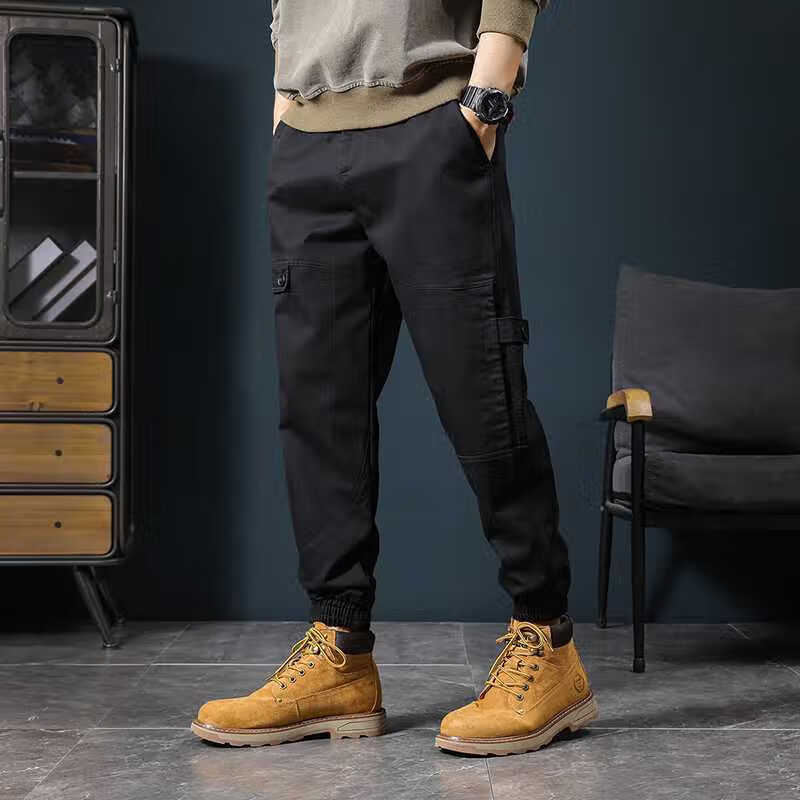 搭配马丁靴的裤子工装裤男秋冬季马丁裤男士休闲裤多袋束腿束脚裤
