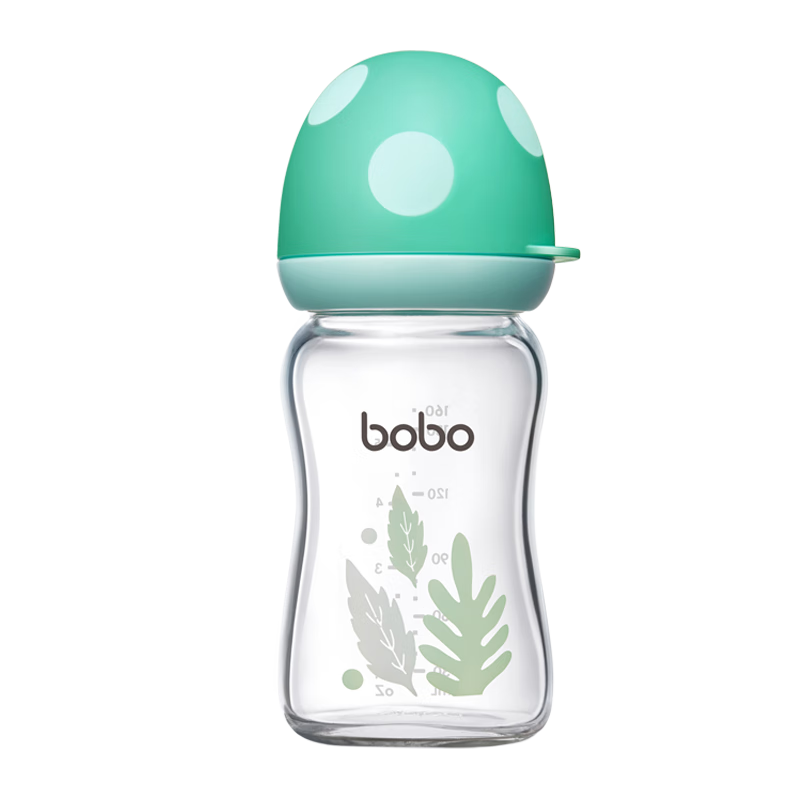 bobo奶瓶寬口徑 國產(chǎn)玻璃奶瓶新生兒彩繪奶瓶 160ml【S號0個月以上】藍色