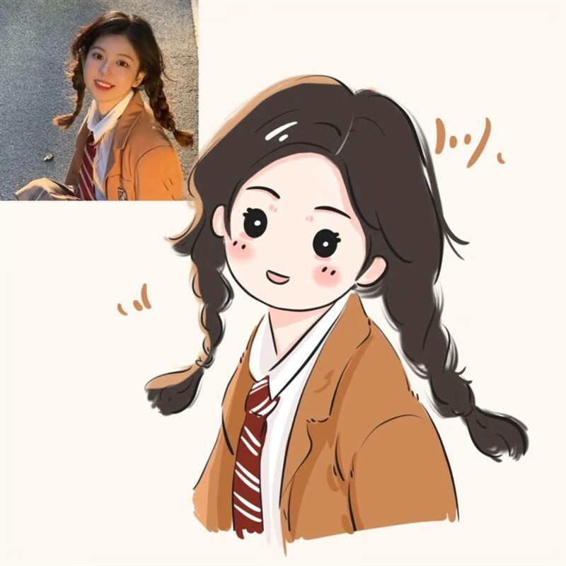 新款画像定制真人照片q版 潮酷情侣卡通手绘转q版漫画人像画定制 全身