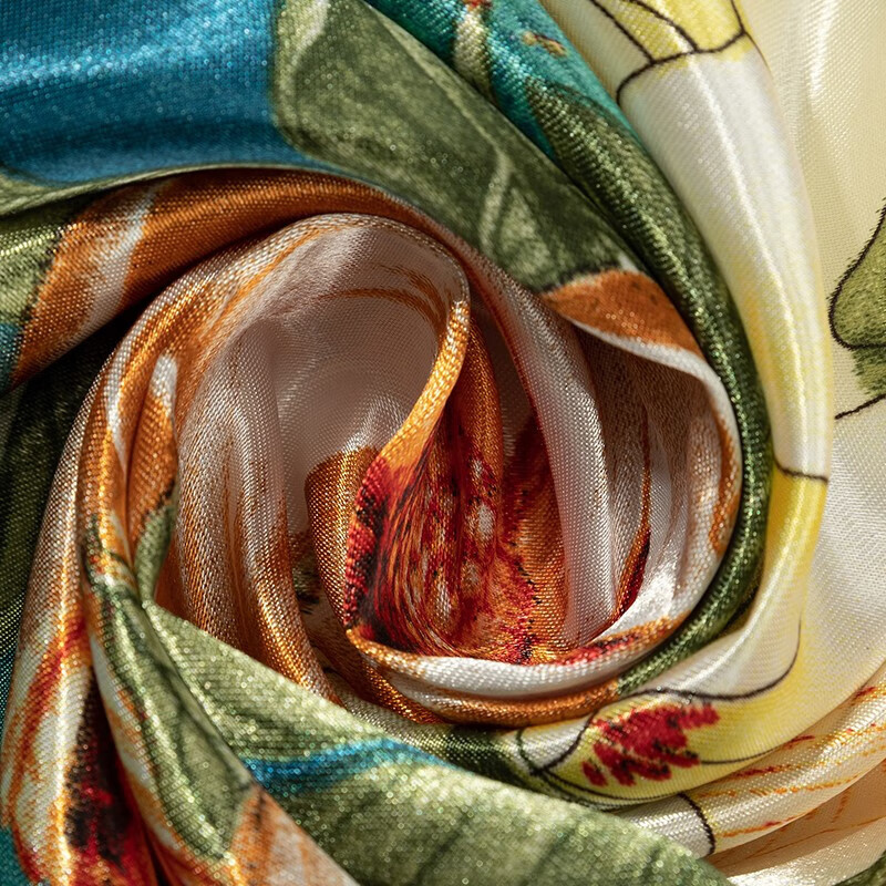 达芬奇密码 中国风女性丝巾百合琉璃花围巾保暖领巾大方巾 琉璃花界 蓝色