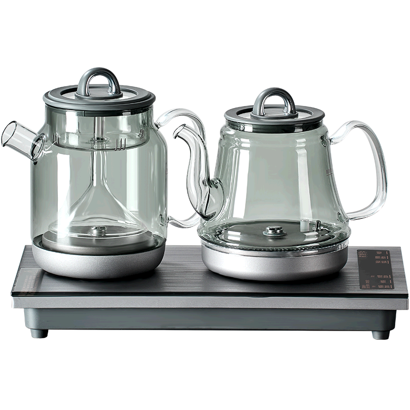 茶皇子（CHAHUANGZI）底部上水電熱水壺純鈦玻璃電茶爐全自動(dòng)雙上水茶臺(tái)燒水煮茶一體機(jī)嵌入式燒水壺煮茶器 0.8L 鈦燒水壺煮茶款（尺寸37*20cm）