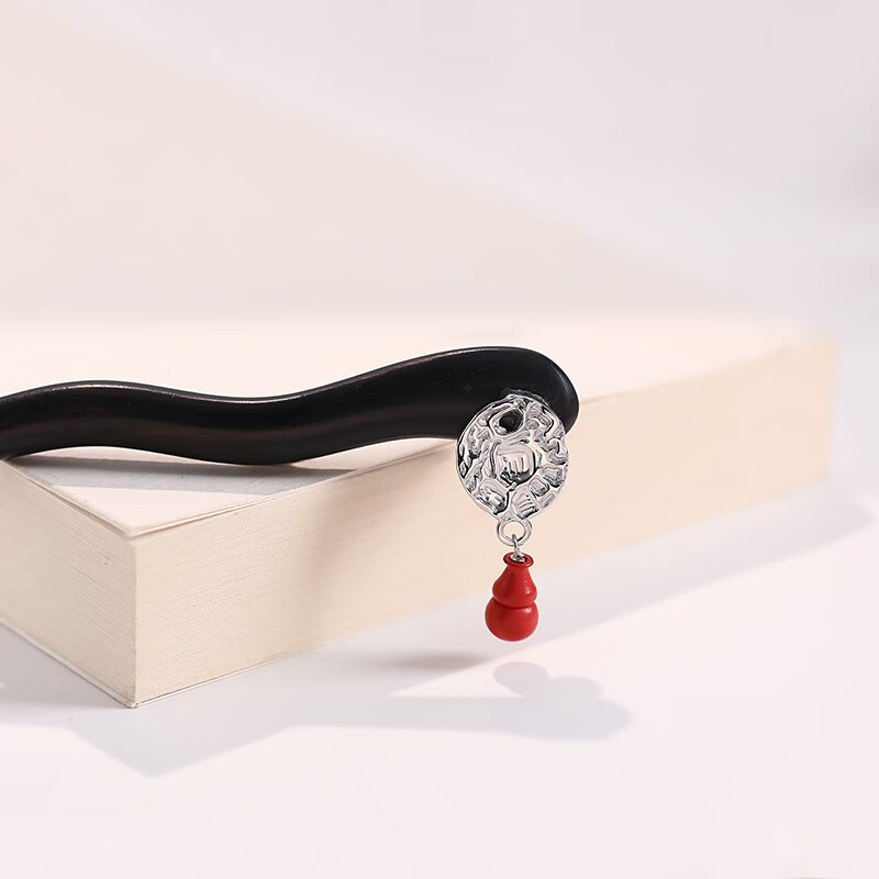 源璐朱砂红葫芦檀木发簪女银2022新款珍珠簪子古风汉服发饰盘发头饰