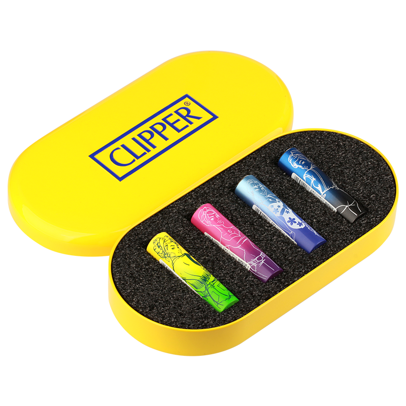 可利福（CLIPPER） 原裝金屬打火機(jī)砂輪式充氣家用商務(wù)火機(jī)創(chuàng)意老式復(fù)古金屬打火機(jī) 圓-大航海金屬漸變系列 4支鐵盒裝