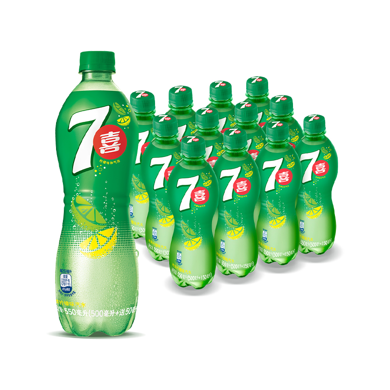 pepsi 百事 7喜 七喜 7up 柠檬味 果味汽水 碳酸饮料 550ml*12瓶 百事