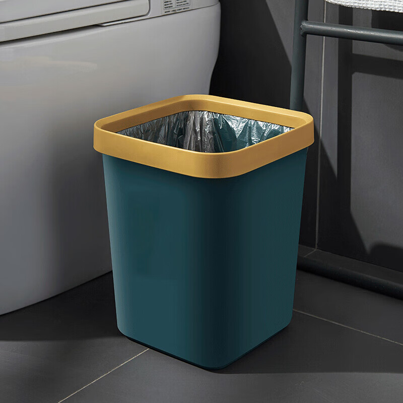飛達(dá)三和方形垃圾桶家用客廳大容量衛(wèi)生間臥室垃圾桶北歐風(fēng)大號(hào)無(wú)蓋垃圾桶 藍(lán)黃撞色大號(hào)【12L】推薦
