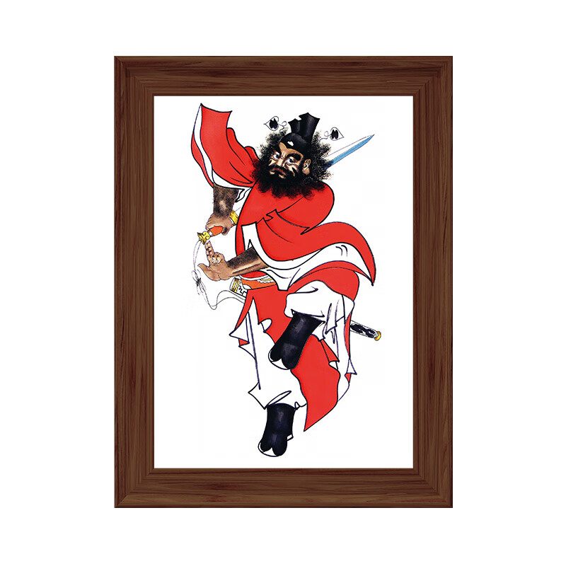 郦狼天师钟馗伏魔图画像挂画相框居家摆台民俗吉祥装饰画 a 7寸18*23