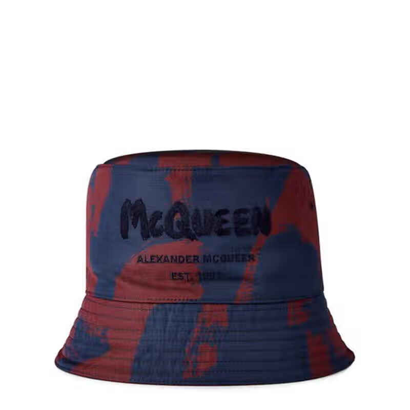 Alexander McQueen 奢侈品潮牌 男士 ALEX SN34 涂鸦圆顶渔夫帽 Navy 4173 Medium