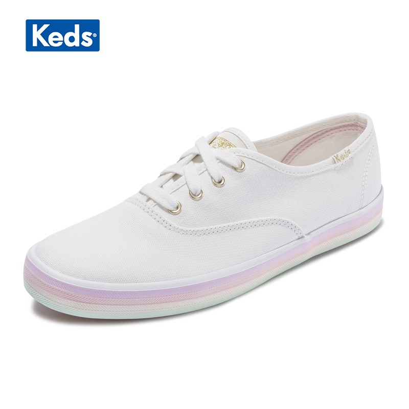 Keds女鞋 潮流ins帆布小白鞋 彩虹底女鞋 WF61875 白色WF63885 36