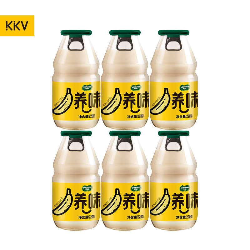 养味(yanwee)牛奶韩国水果风味早餐饮料kkv 香蕉味(6支装)
