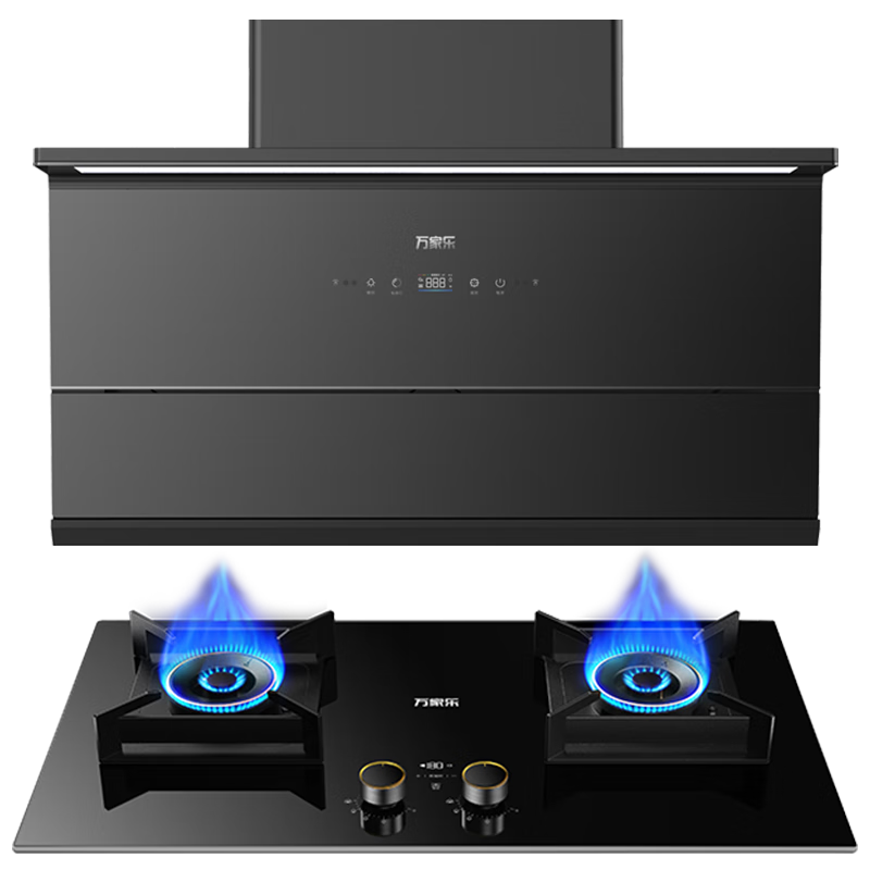万家乐油烟机【小鲸喜】烟灶联动定时 25立方变频巡航吸油烟机5.2kw定时灶自清洗烟灶套装AH4+AY9天然气