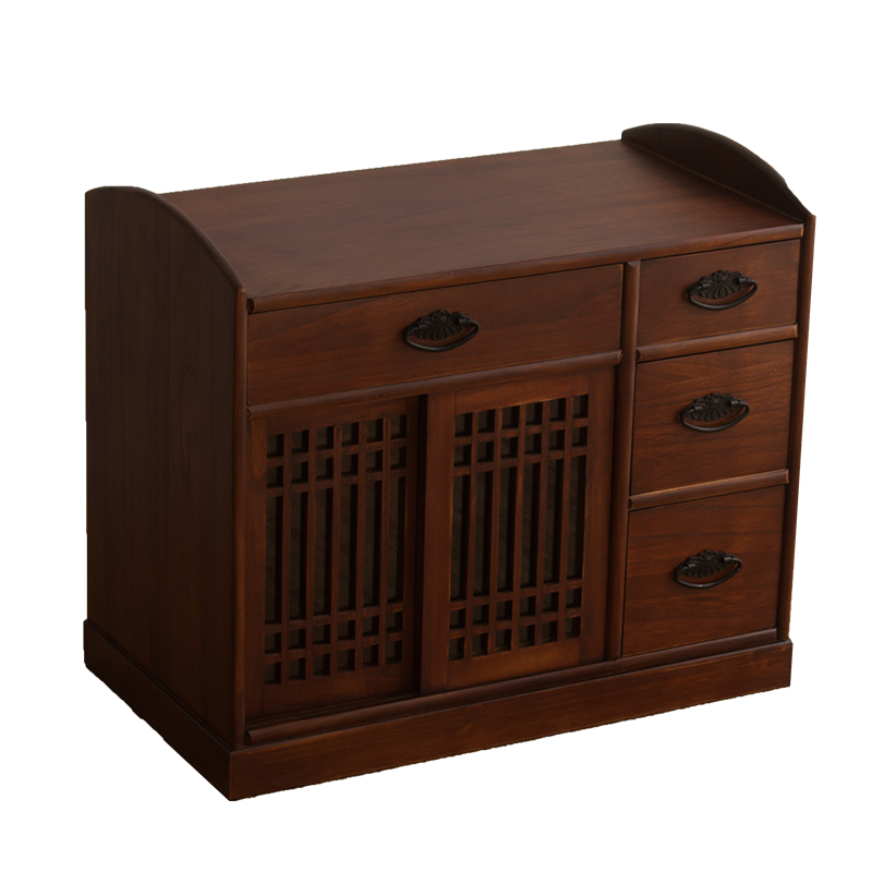 旷逸 实木茶几简约现代客厅小户型茶几日式飘窗储物柜收纳柜子榻榻米茶几 231-1  咖啡色 65*37*55cm