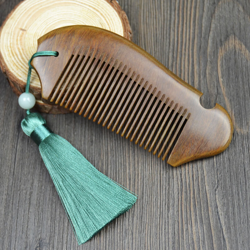 呦卿梳头女生木梳处理 微瑕疵绿檀檀香谭家用随身木梳子防非桃木 l绿