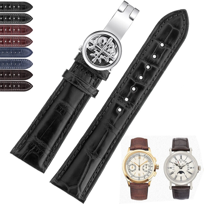 世辉适用百达翡丽美洲双面鳄鱼皮手表带5102/5271/5127男士真皮手表链