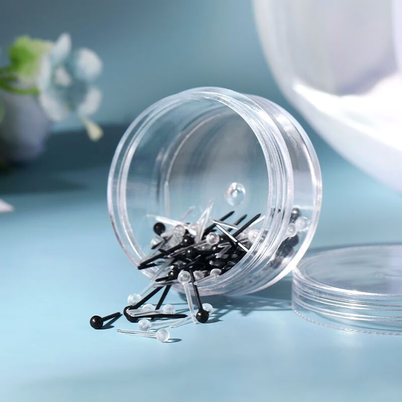 朴里消毒棒耳钉养耳洞塑料耳棒隐形女耳棍透明学生耳针男上学带 黑