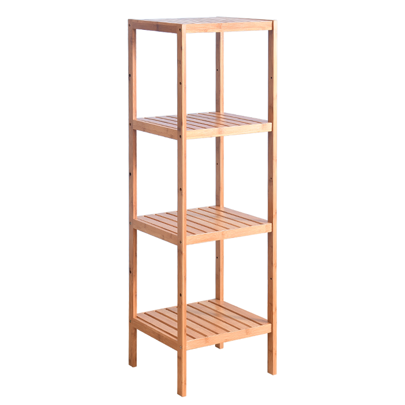 竹城鼎信 置物浴室层架厨房搁物架阳台花架子花盆架客厅收纳储物架楠竹 新四层条型置物架