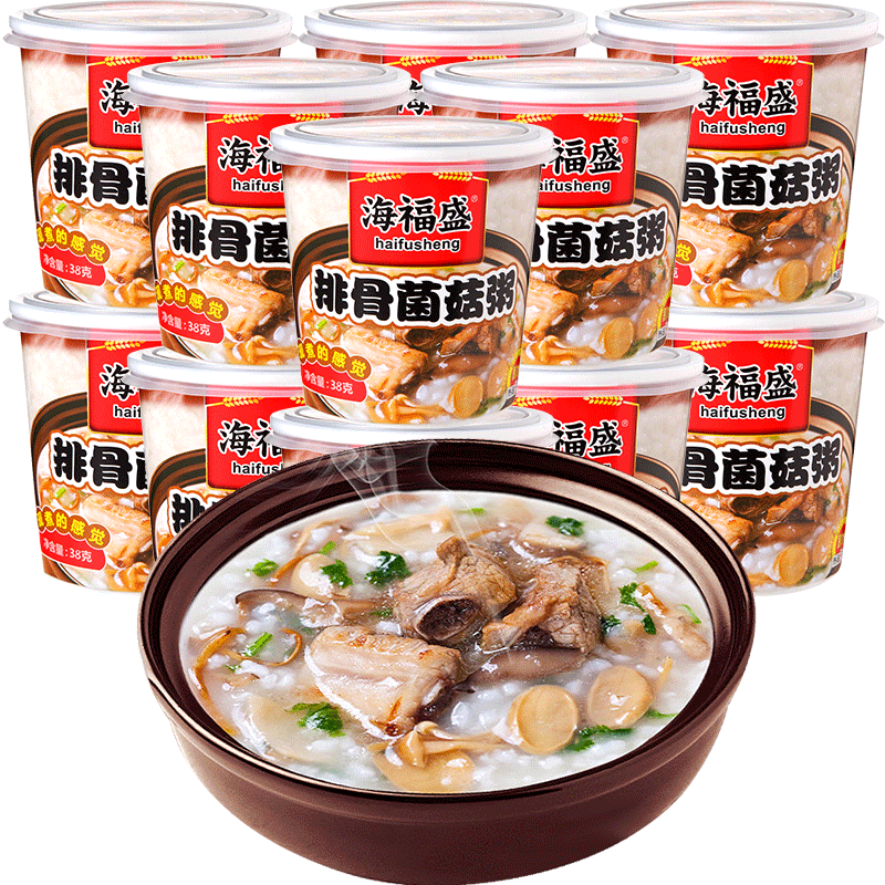 海福盛海鲜牛肉粥组合装 456g/排骨菌菇粥12杯